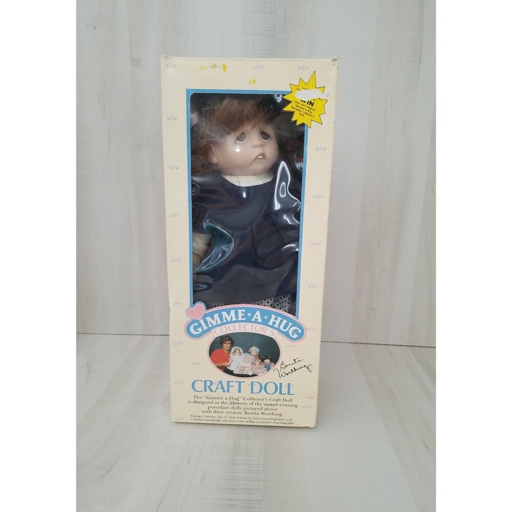 Gimme A Hug Craft Doll BROWN PIG TAILS GIRL DOLL 15 IN VINTAGE RARE  DVG